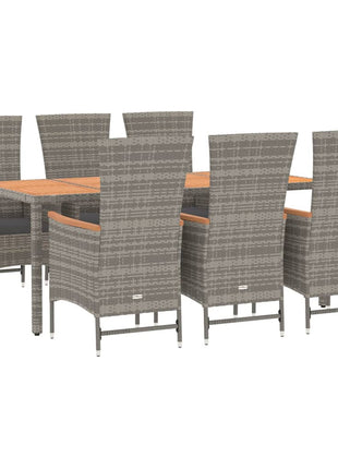 7-Delige Tuinset Met Kussens Poly Rattan Grijs