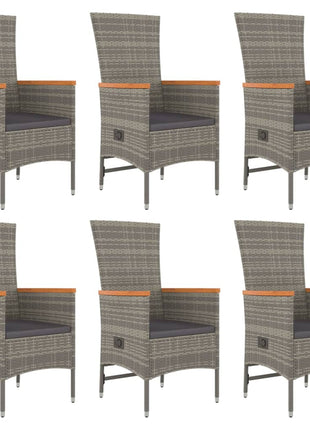 7-Delige Tuinset Met Kussens Poly Rattan Grijs
