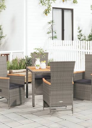 7-Delige Tuinset Met Kussens Poly Rattan Grijs