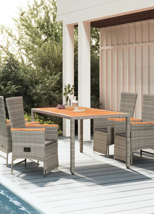 7-Delige Tuinset Met Kussens Poly Rattan Grijs