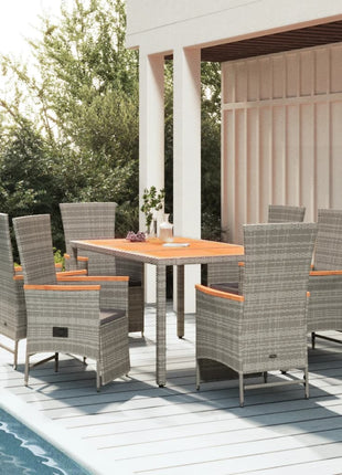 7-Delige Tuinset Met Kussens Poly Rattan Grijs