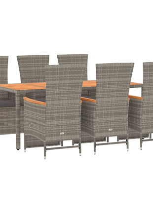 7-Delige Tuinset Met Kussens Poly Rattan Grijs