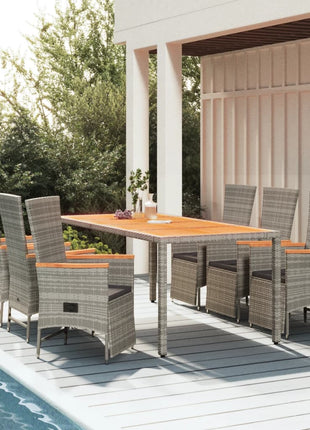 7-Delige Tuinset Met Kussens Poly Rattan Grijs