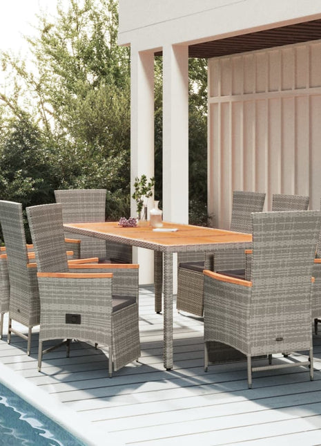 7-Delige Tuinset Met Kussens Poly Rattan Grijs