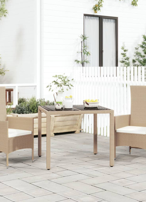 3-Delige Tuinset Met Kussens Poly Rattan Beige