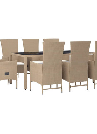 9-Delige Tuinset Met Kussens Poly Rattan Beige