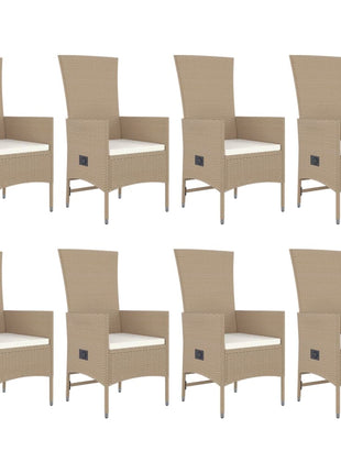 9-Delige Tuinset Met Kussens Poly Rattan Beige