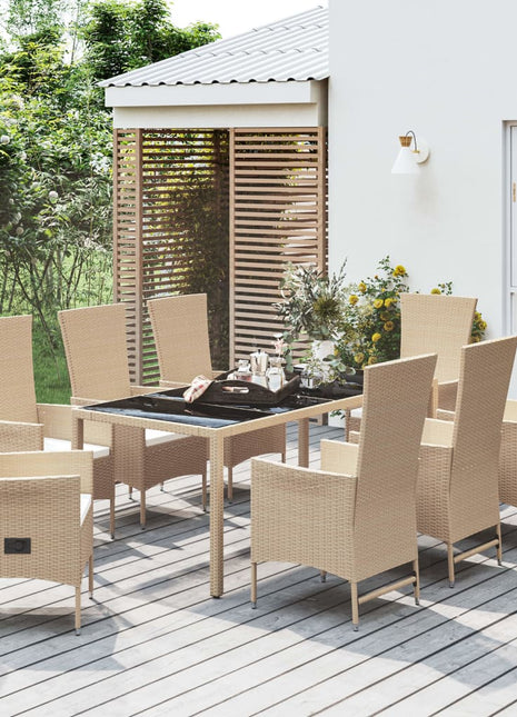 9-Delige Tuinset Met Kussens Poly Rattan Beige