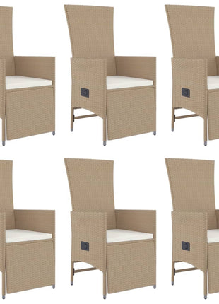 7-Delige Tuinset Met Kussens Poly Rattan Beige