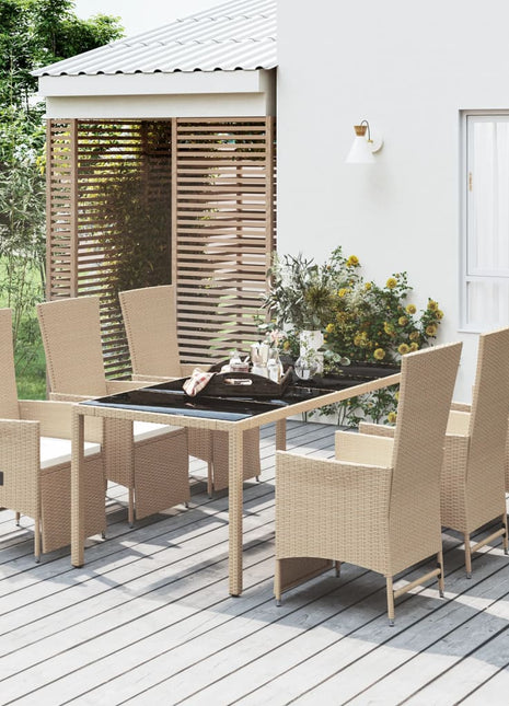 7-Delige Tuinset Met Kussens Poly Rattan Beige