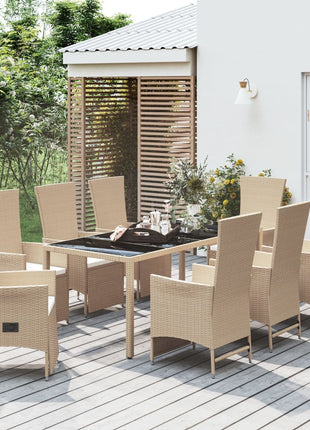 7-Delige Tuinset Met Kussens Poly Rattan Beige