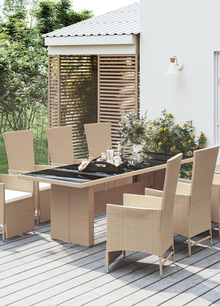 7-Delige Tuinset Met Kussens Poly Rattan Beige