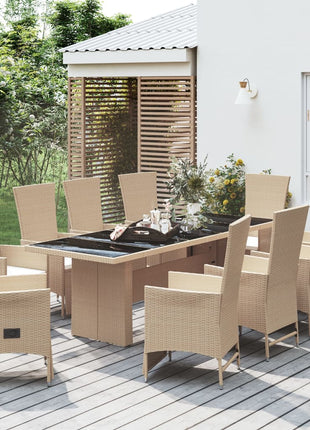 7-Delige Tuinset Met Kussens Poly Rattan Beige