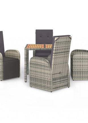 5-Delige Tuinset Met Kussens Poly Rattan Grijs