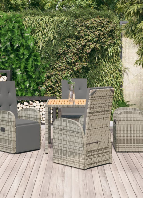 5-Delige Tuinset Met Kussens Poly Rattan Grijs