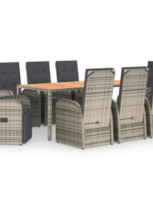 9-Delige Tuinset Met Kussens Poly Rattan Grijs