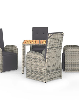 5-Delige Tuinset Met Kussens Poly Rattan Grijs
