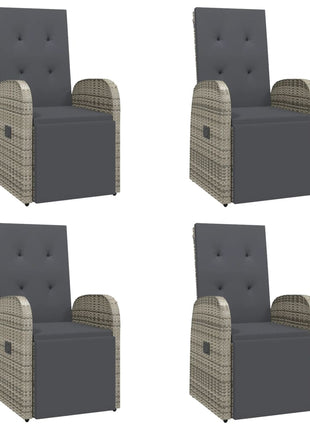 5-Delige Tuinset Met Kussens Poly Rattan Grijs