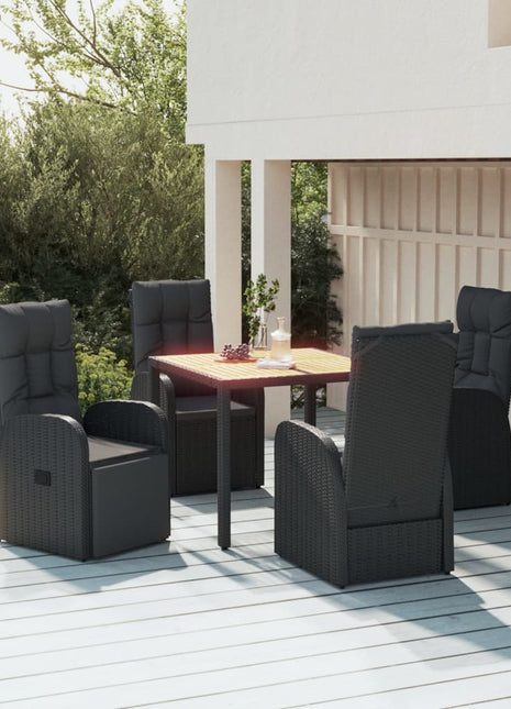 5-Delige Tuinset Met Kussens Poly Rattan Zwart