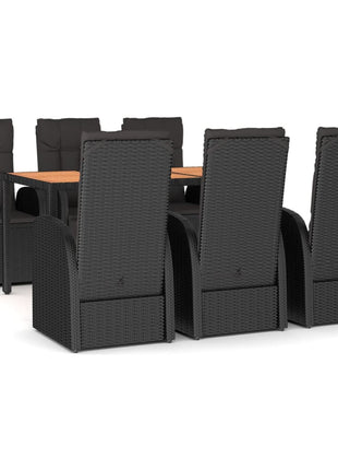 7-Delige Tuinset Met Kussens Poly Rattan Zwart