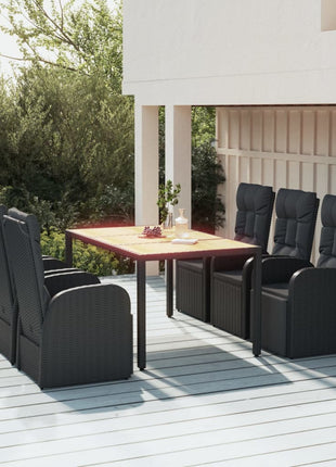 7-Delige Tuinset Met Kussens Poly Rattan Zwart