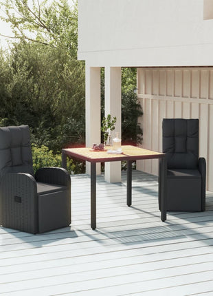 Tuinset Poly Rattan En Massief Acaciahout Zwart