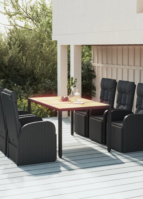 Tuinset Poly Rattan En Massief Acaciahout Zwart