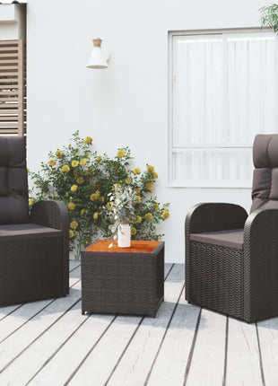 3-Delige Loungeset Poly Rattan En Zwart