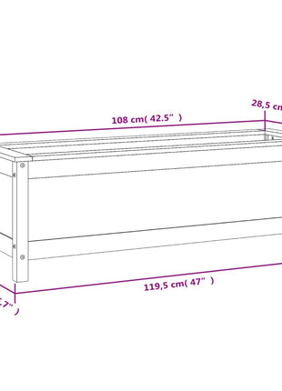 Plantenbak verhoogd 119,5x40x39 cm massief grenenhout zwart