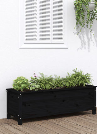 Plantenbak verhoogd 119,5x40x39 cm massief grenenhout zwart