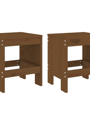 Barkrukken 2 st 40x36x45 cm massief grenenhout honingbruin