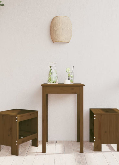 Barkrukken 2 st 40x36x45 cm massief grenenhout honingbruin