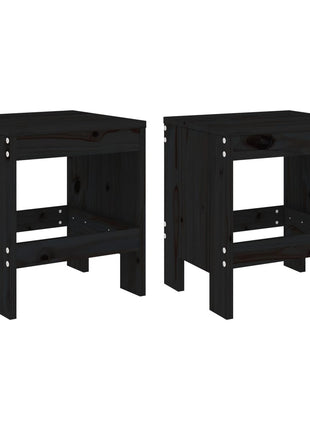 Barkrukken 2 st 40x36x45 cm massief grenenhout zwart