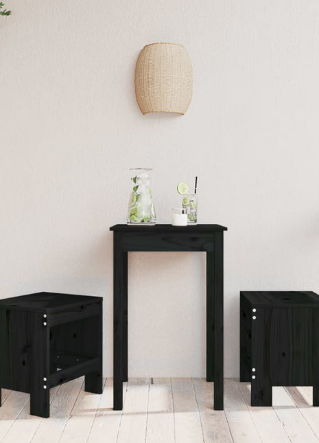 Barkrukken 2 st 40x36x45 cm massief grenenhout zwart