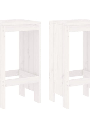 Barkrukken 2 st 40x36x75 cm massief grenenhout wit