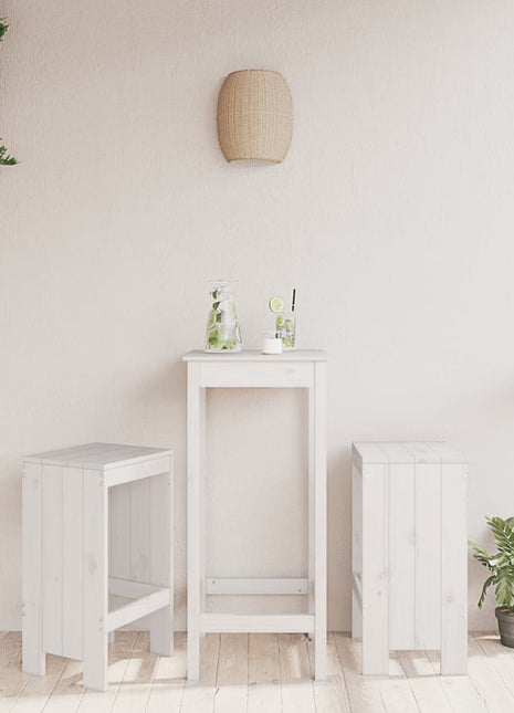 Barkrukken 2 st 40x36x75 cm massief grenenhout wit