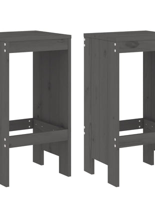 Barkrukken 2 st 40x36x75 cm massief grenenhout grijs