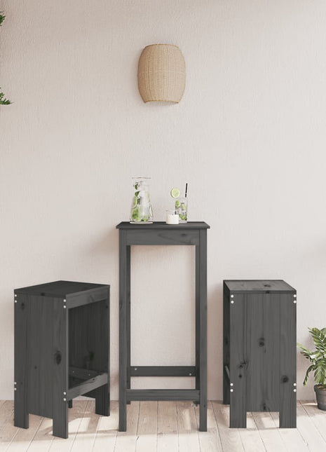 Barkrukken 2 st 40x36x75 cm massief grenenhout grijs