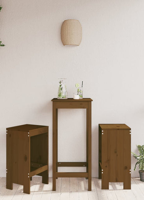 Barkrukken 2 st 40x36x75 cm massief grenenhout honingbruin