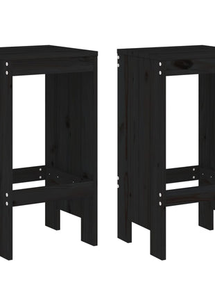 Barkrukken 2 st 40x36x75 cm massief grenenhout zwart
