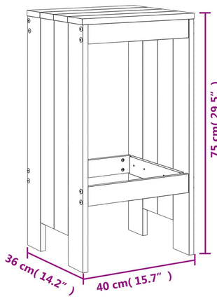 Barkrukken 2 st 40x36x75 cm massief grenenhout zwart