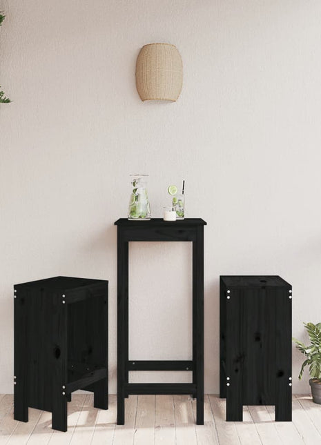 Barkrukken 2 st 40x36x75 cm massief grenenhout zwart
