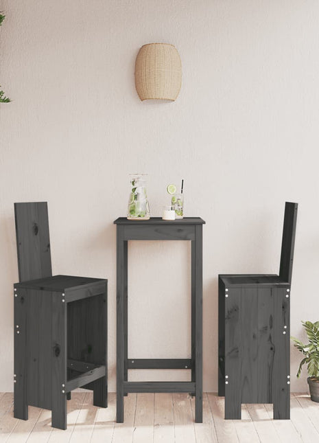 Barkrukken 2 st 40x42x120 cm massief grenenhout grijs