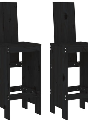 Barkrukken 2 st 40x42x120 cm massief grenenhout zwart