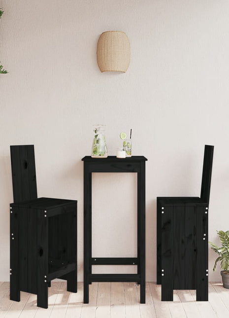 Barkrukken 2 st 40x42x120 cm massief grenenhout zwart