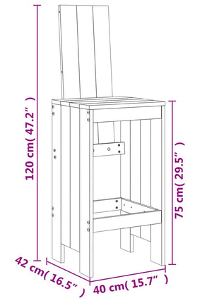 Barkrukken 2 st 40x42x120 cm massief douglashout