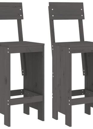 Barkrukken 2 st 40x48,5x115,5 cm massief grenenhout grijs