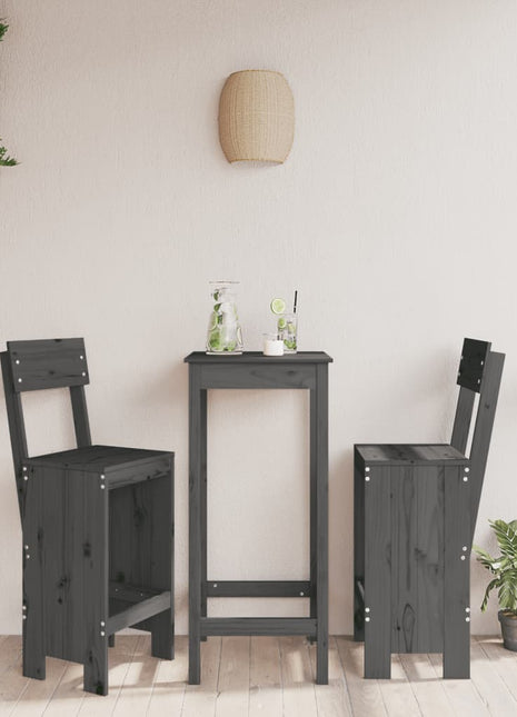 Barkrukken 2 st 40x48,5x115,5 cm massief grenenhout grijs