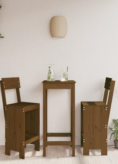 Barkrukken 2 st 40x48,5x115,5 cm massief grenenhout honingbruin