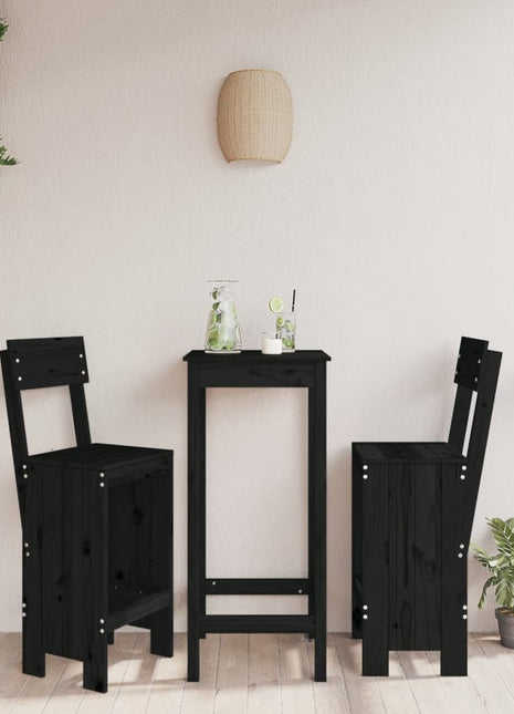 Barkrukken 2 st 40x48,5x115,5 cm massief grenenhout zwart